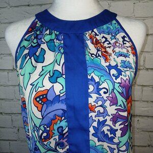 WOMENS NICOLE MILLER MULTICOLOR SLEEVELSS PULLOVER BLOUSE, SIZE S